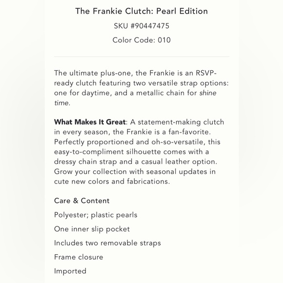 Anthropologie The Frankie Clutch: Pearl Edition NWT - Picture 5 of 17